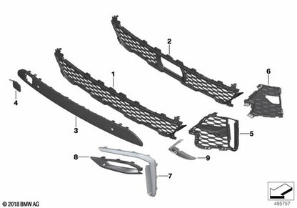 Rejilla lateral abierta derecha para BMW G07 (OEM 51118069890). Original BMW