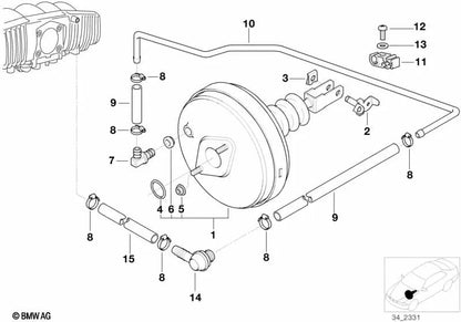 Non-return valve for BMW 3 Series E30, E36, 5 Series E28 (OEM 34331156579). Genuine BMW.