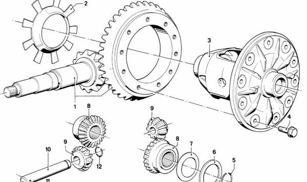 Arandela de ajuste diferencial OEM 33131205021 para BMW E21, E28, E24 y E23. Original BMW.