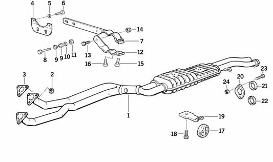 OEM exhaust system support 18311728525 for BMW 3 E36 series (320i with M50/m52 engine, automatic, rear traction, 1990-1999). Original BMW.