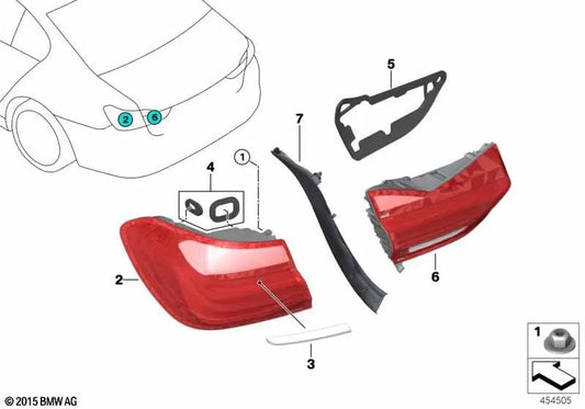 Moulage arrière gauche pour la série BMW 7 G11, G12 (OEM 63217378075). BMW d'origine