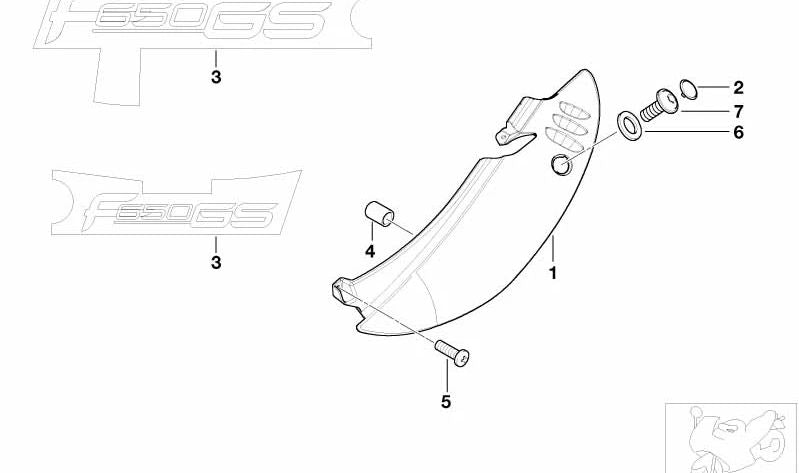Etiqueta derecha OEM 46637681912 para BMW Motorrad F 650 GS, G 650 GS. Original BMW Motorrad.