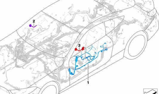 Passenger side door wiring OEM 61118736528 for BMW F91, F92, G14, G15. Original BMW.