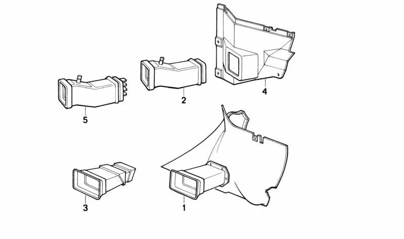 Conducto de ventilación izquierdo para BMW Serie 3 E30 (OEM 51712238867). Original BMW.