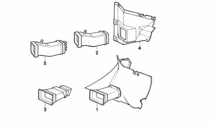 Conducto de ventilación izquierdo para BMW Serie 3 E30 (OEM 51712238867). Original BMW.