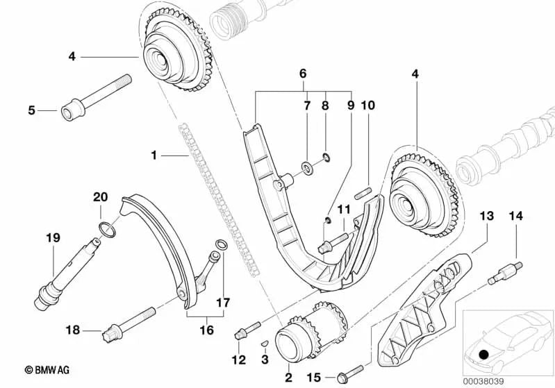 Parafuso Torx para BMW E39, E38, E53, E52 (OEM 11361432438). BMW original.