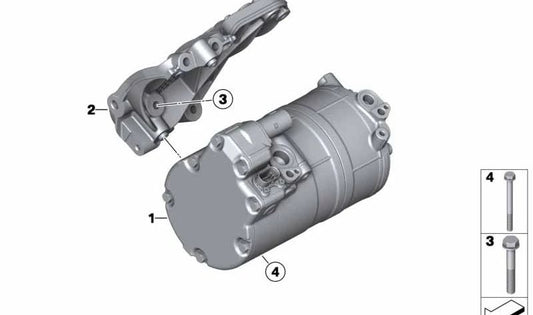 OEM Electric Air Conditioning Compressor 64529345313 for BMW F30, F10, F01, F02. Original BMW.