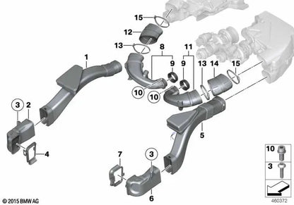Luftkanal para BMW Serie 5 F07, F10, F11, Serie 6 F06, F12, F13, Serie 7 F01N, F02N (OEM 13717577472). Original BMW.