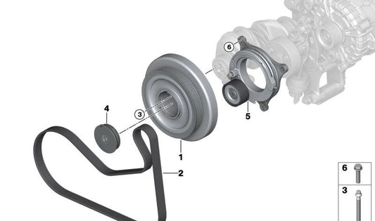 Amortiguador de vibraciones OEM 11238571269 para BMW G20, G21, G30, G31, G32, G11, G12, G14, G15, G16, G01, G02, G05, G06, G07. Original BMW.