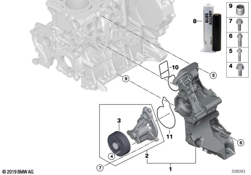 Seis arestas para BMW F20N, F21N, F22, F23, F30N, F31N, F35N, F32, F36 (OEM 07119907557). BMW original