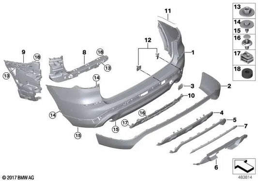 Protection arrière inférieure pour BMW G01 (OEM 51127417846). BMW d'origine.
