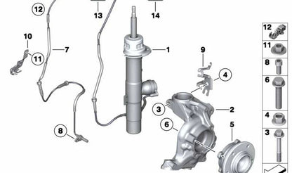 Amortiguador delantero derecho OEM 37116792892 para BMW E89. Original BMW.