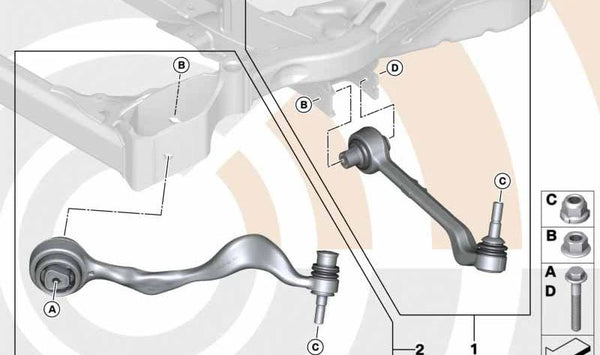 Kit de reparación brazo de suspensión delantero izquierdo OEM 31122409599 para BMW X1 E84 (todos los modelos sDrive16d, sDrive16i, sDrive18d). Original BMW.