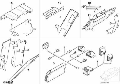 Staffa per amplificatore HiFi/telefono OEM 65128378012 per BMW Serie 3 E46. BMW originale.