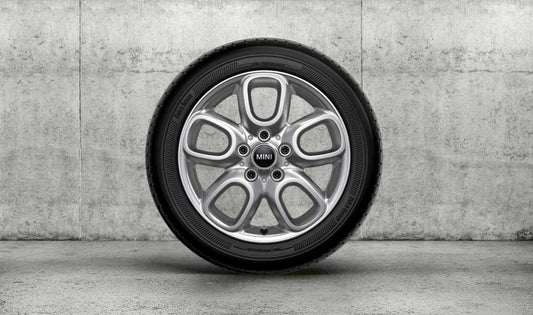 Cerchio in lega leggera 6.5Jx16 ET54 Bright Silver per MINI F55, F56, F56 BEV, F57... e altro OEM 36116855103. Originale MINI.