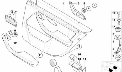 Cenicero Puerta trasera izquierda para BMW Serie 5 E39 (OEM 51168205187). Original BMW