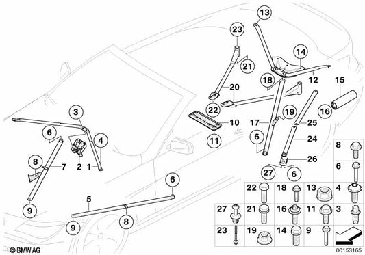 Barra de direção esquerda para BMW E64 (OEM 51618041895). BMW originais.