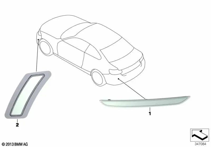 Right side reflector for BMW F87, F87N (OEM 63147854192). Original BMW