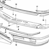 Front right bumper moulding OEM 51111866408 for BMW E24. Original BMW.