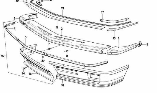 Front right bumper moulding OEM 51111866408 for BMW E24. Original BMW.