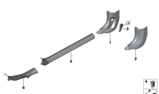 Edgecador Inport Interior Door OEM 51477994915 pour BMW F93 et ​​G16 (M8, 840D, 840i). BMW d'origine.