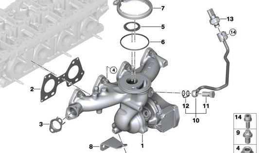 Druckrohr OEM 13628490043 für BMW {F70, U11, U10} und Mini {U06, U25}. Mit dem Turbo -System verbunden. Original BMW und Mini.