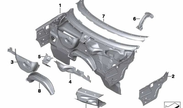 Panel separador del compartimento del motor OEM 41007224925 para BMW Z4 E89 {sDrive20i, sDrive23i, sDrive28i, sDrive30i} (todos los motores y transmisiones indicados). Pieza original BMW.