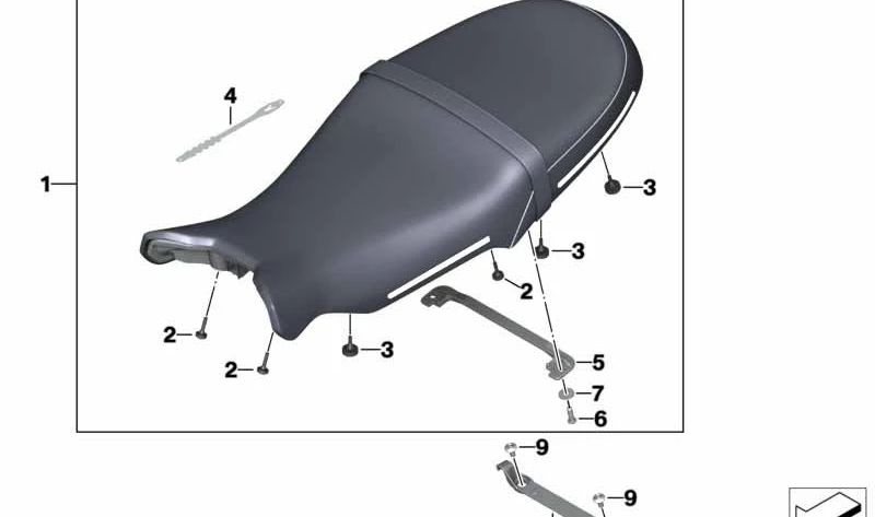 Asiento negro OEM 52539444604 para BMW Motorrad R nineT (K21), R nineT Pure (1N12), R nineT Racer (1N12), R nineT Scrambler (1N12), R nineT Urban G/S (1N12). Original BMW Motorrad.