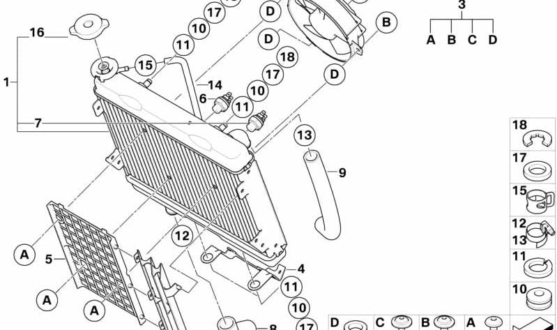 Ventilador OEM 17117709390 para motocicletas BMW G450X (K16). Originais BMW Motorrad.