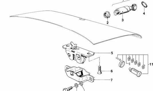 Trunk lock with key for BMW 7 Series E23 (OEM 51241858614). Original BMW
