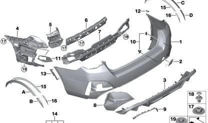 Difusor trasero inferior OEM 51125A116B1 para BMW Serie 4 G26 (M50 xDrive, eDrive35, eDrive40, xDrive40). Pieza original BMW.