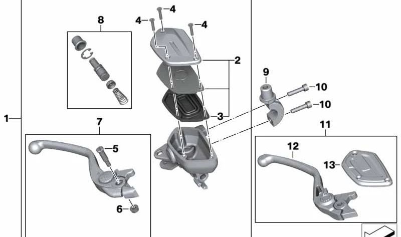 Juego conjunto del freno delantero OEM 32727923877 para motos BMW R nineT, R nineT Pure, R nineT Scrambler, R nineT Racer, R nineT Urban G/S. Original BMW Motorrad.