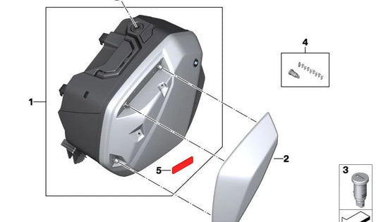 Schutzblech für die rechte Gehäuseabdeckung OEM 77418414372 für BMW Motorrad S 1000 XR (K69). Original BMW Motorrad.