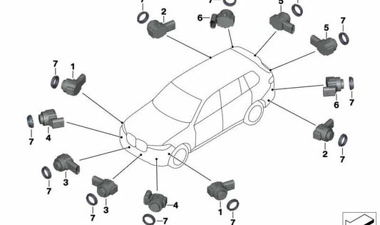 Sensor ultrassônico Alpina Blue II para BMW G16, G07 (OEM 66207998251). BMW original
