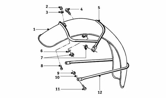 Soporte guardabarros delantero OEM 46615090151 para BMW R1200GS, R1200GS Adventure, R1250GS, R1250GS Adventure. Original BMW.