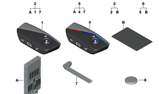 Integrated Key for BMW F70, U06, G60, G61, G68, G90, G70, I20, U11, U12, U10, G45, F95N, G05N, G18N, F96N, G06N, G07N, G09 (OEM 51215A65D30). Original BMW