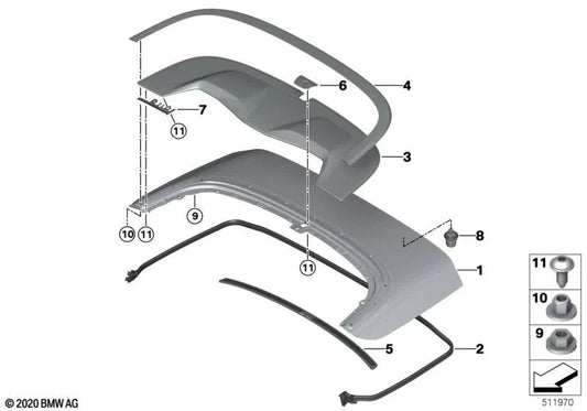 Roof lid cover for BMW 4 Series G23, G23N, G83, G83N (OEM 51177490631). Original BMW.