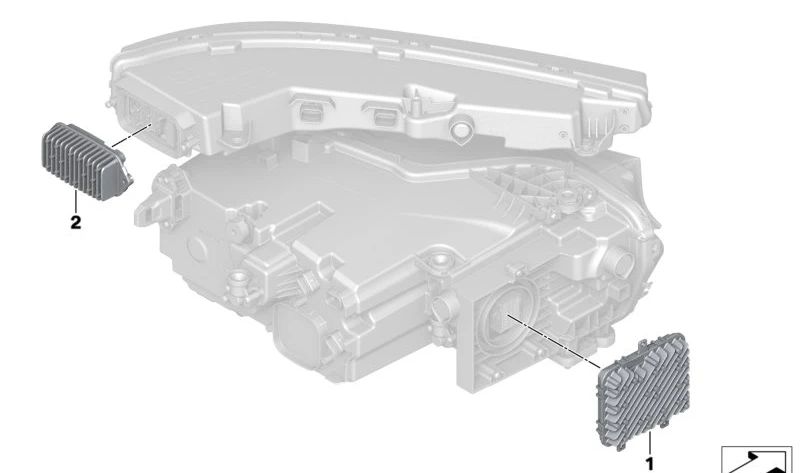 Módulo de farol frontal eletrônico OEM 63115A641B1 para BMW X1 {U11: 16i, 20d, 20i, M35i, XDrive20D}. Controle FLM3. BMW original.