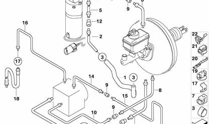 Tubo de freio OEM 3451282281 para BMW E39 M5. Compatível com os modelos E39 M5 dos 91 e 93 (Motor S62, Mudança Manual, tração traseira, 1998-2003). BMW original.