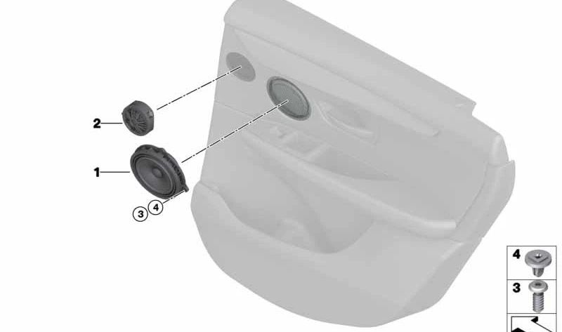 Mid -Tone -Lautsprecher für BMW F52, F45, F46, I01, F48, F49, F39 (OEM 65138715686). Original BMW.