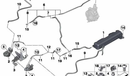 Connecteur dans et du système d'admission OEM 13717577742 pour BMW E82, E88, E90, E91, E92, E93, F07, F10, F11, F06, F12, F13, F01, F02, F04, E70, F15, E71, E72, F16, E89. BMW d'origine.