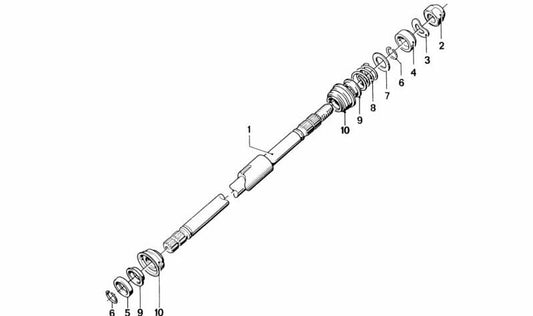 Eje superior de columna dirección OEM 32311151605 para BMW E28, E24. Recambio original BMW.