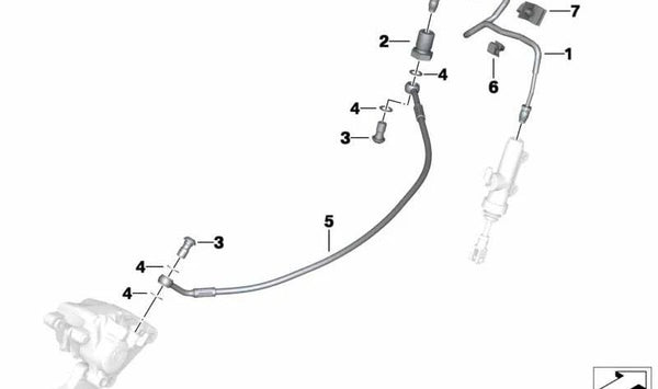 Soporte de tubería de freno OEM 34217681029 para BMW Motorrad F800GT, F800S, F800ST, F800R. Original BMW Motorrad.