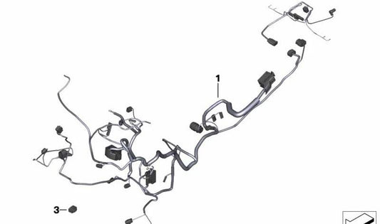 Mazo de cables trasero OEM 61118534521 para motos BMW F700GS, F800GS, F800GS Adventure. Original BMW Motorrad.