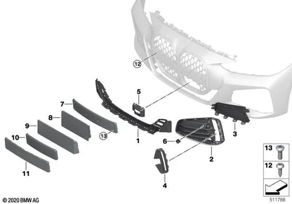 Soporte de matrícula delantero para BMW Serie 4 G22, G23 (OEM 51137451283). Original BMW.