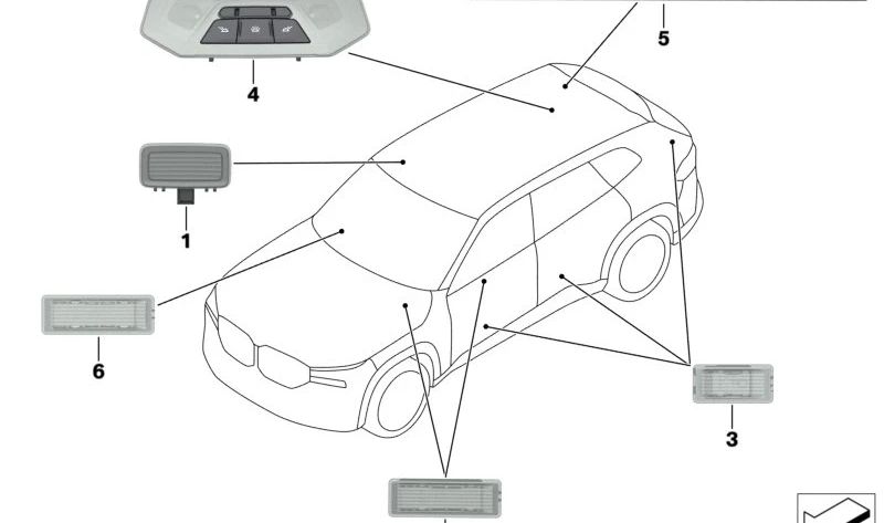 Luz interior LED OEM 63319397922 para BMW F40, F44, F90, F90N, G30, G30N, G31, G31N, G38, G38N, F06, F06N, F12, F12N, F13, F13N, G32, G32N, G11, G11N, G12, G12N, F92, F93, G14, G15, G16, F39, G01, G01N, G08, G08E, G02, G02N y MINI F60, F60N. Original