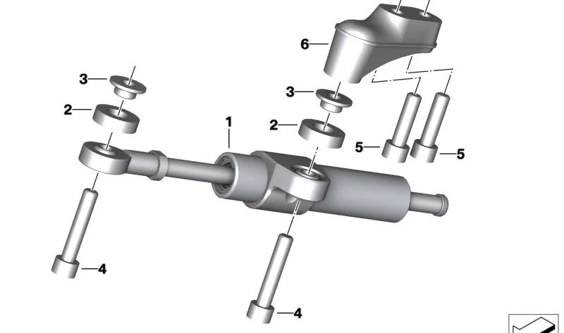Amortiguador de dirección OEM 32768358886 para motos BMW R 18 B, R 18 Transcontinental. Original BMW Motorrad.
