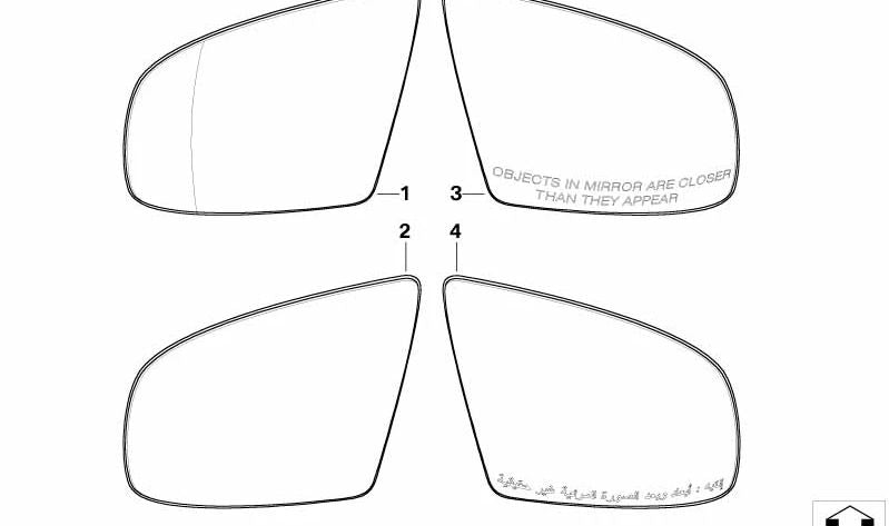 Espelho de angular larga direita OEM 51167298158 para BMW X5 E70, X5 E70 lci, x6 e71, x6 e72 híbrido. BMW original.