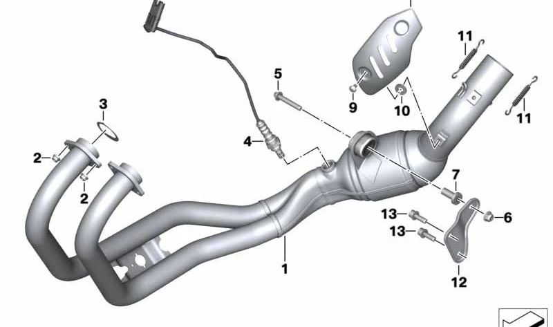 Codo de escape OEM 18518546599 para BMW Motorrad F 800 GT, F 800 R. Original BMW Motorrad.