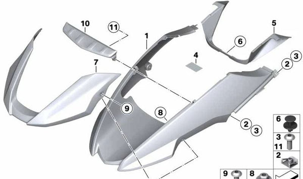 Elemento de prolongación OEM 46617705386 para motos BMW R 1200 GS y R 1200 GS Adventure (K25). Original BMW Motorrad.